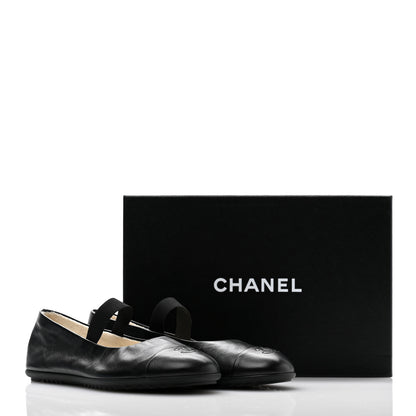 Chanel Lambskin Cap Toe CC Mary Jane Flats 40 Black 9 of 9