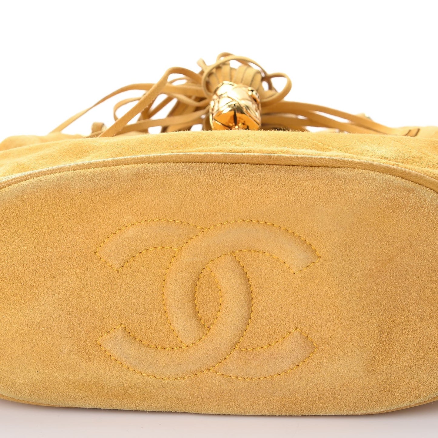 Suede Quilted Tassel Shoulder Bag Yellow