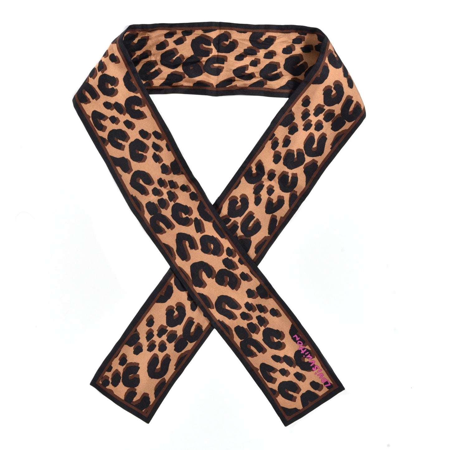 Silk Leopard Bandeau Scarf Marron