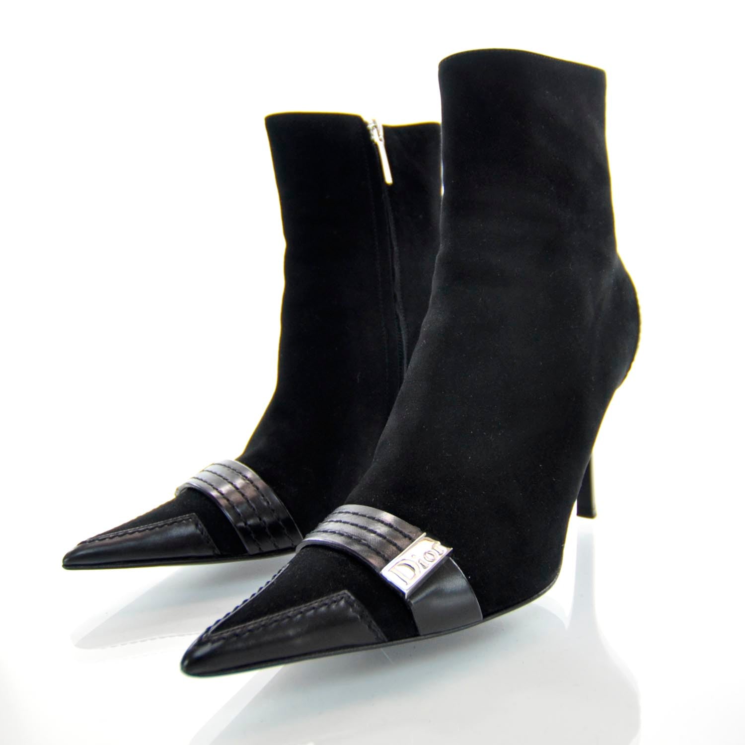 Christian Dior Suede Ankle Boots 37.5 Black 2 of 6