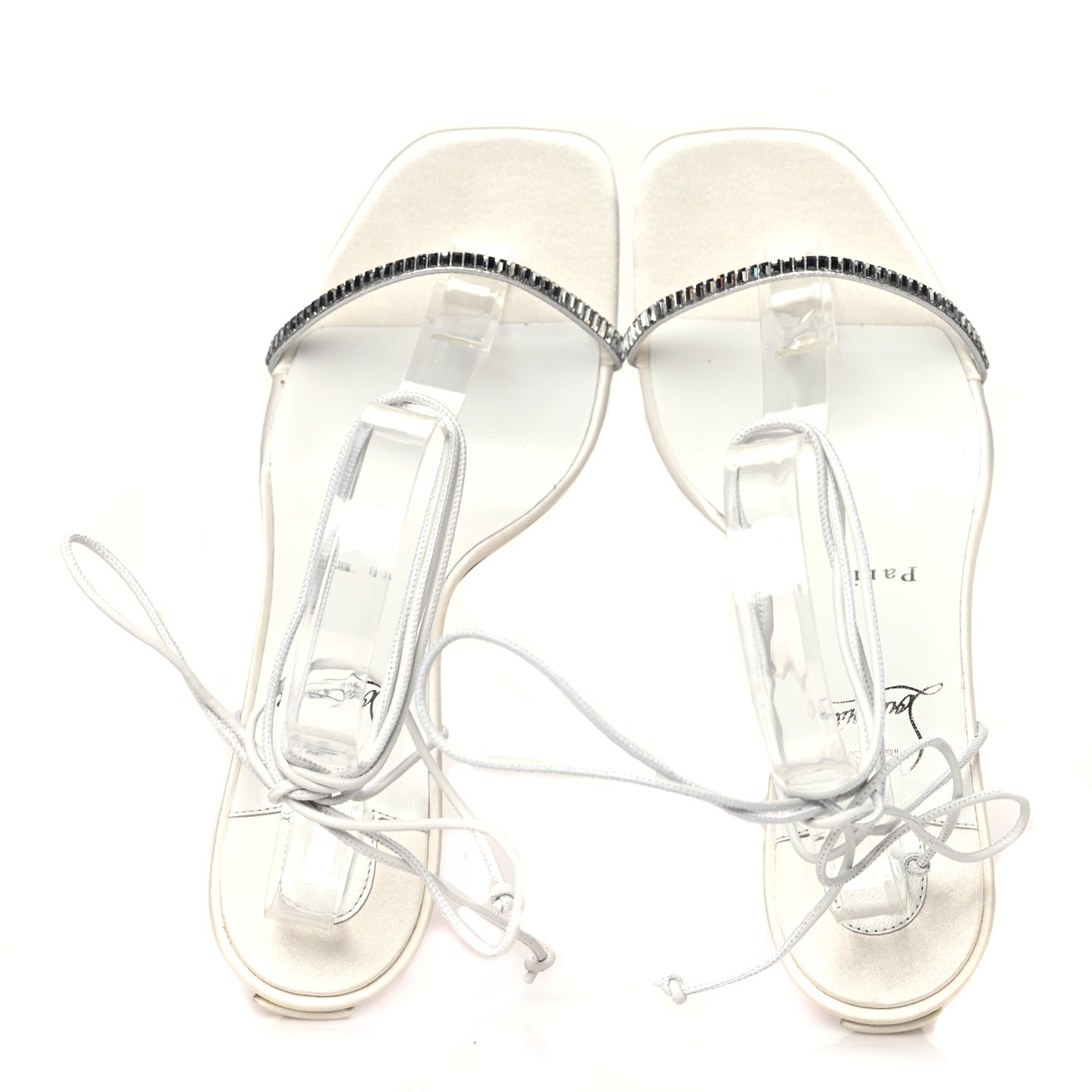 Crepe Satin Suede Condora Lacestrass 85 Sandals 38.5 Ivory