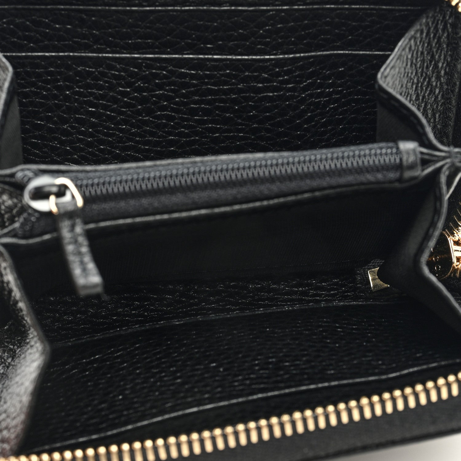 Gucci Pebbled Calfskin Soho Compact Disco Zip Around Wallet Black 5 of 6