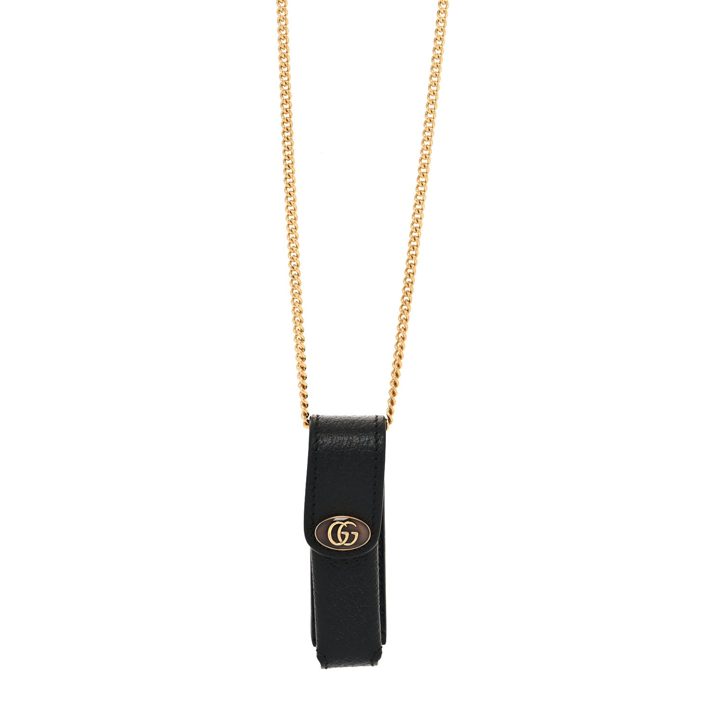 Textured Calfskin Enamel Single Porte Rouges Chain Black