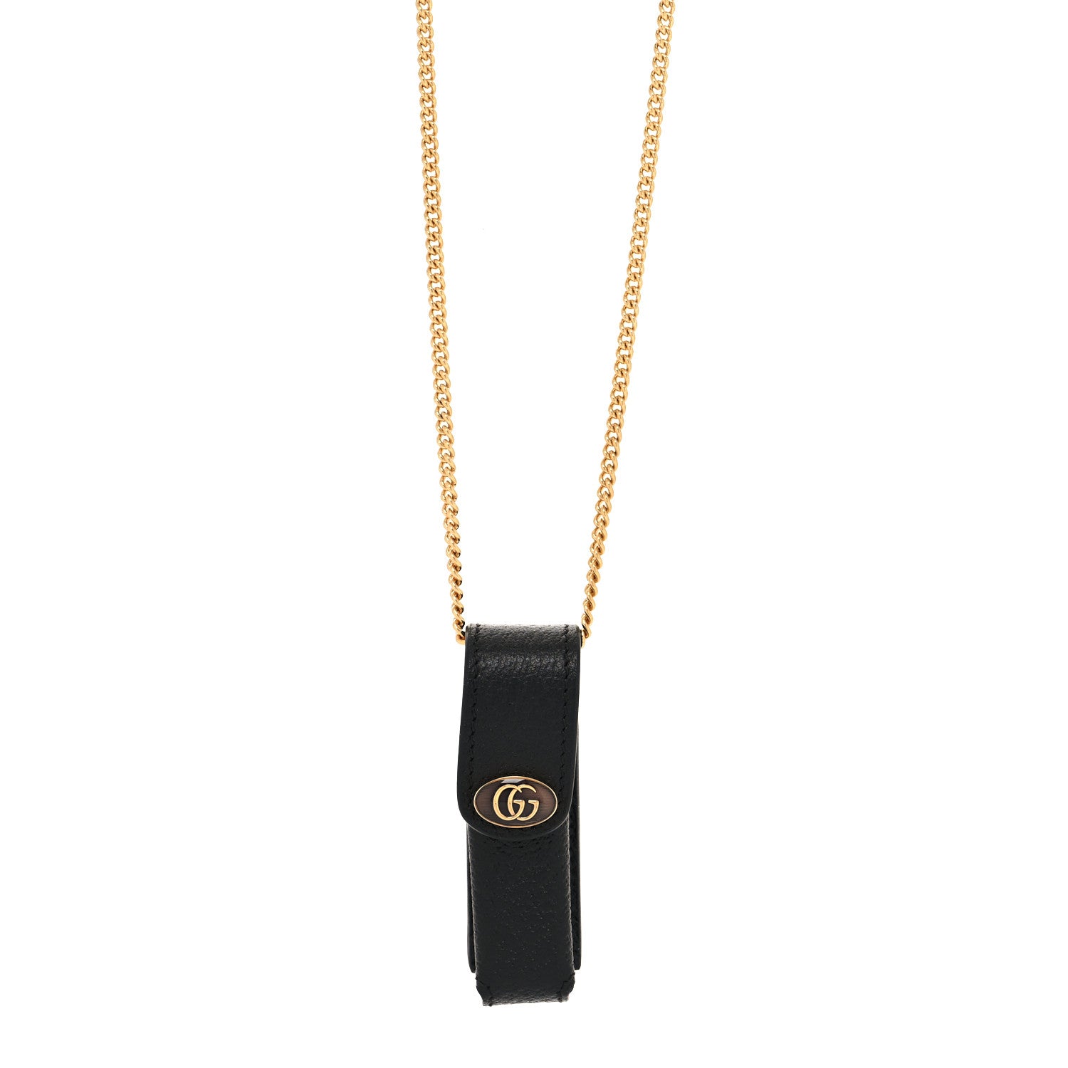 Gucci Textured Calfskin Enamel Single Porte Rouges Chain Black 1 of 6