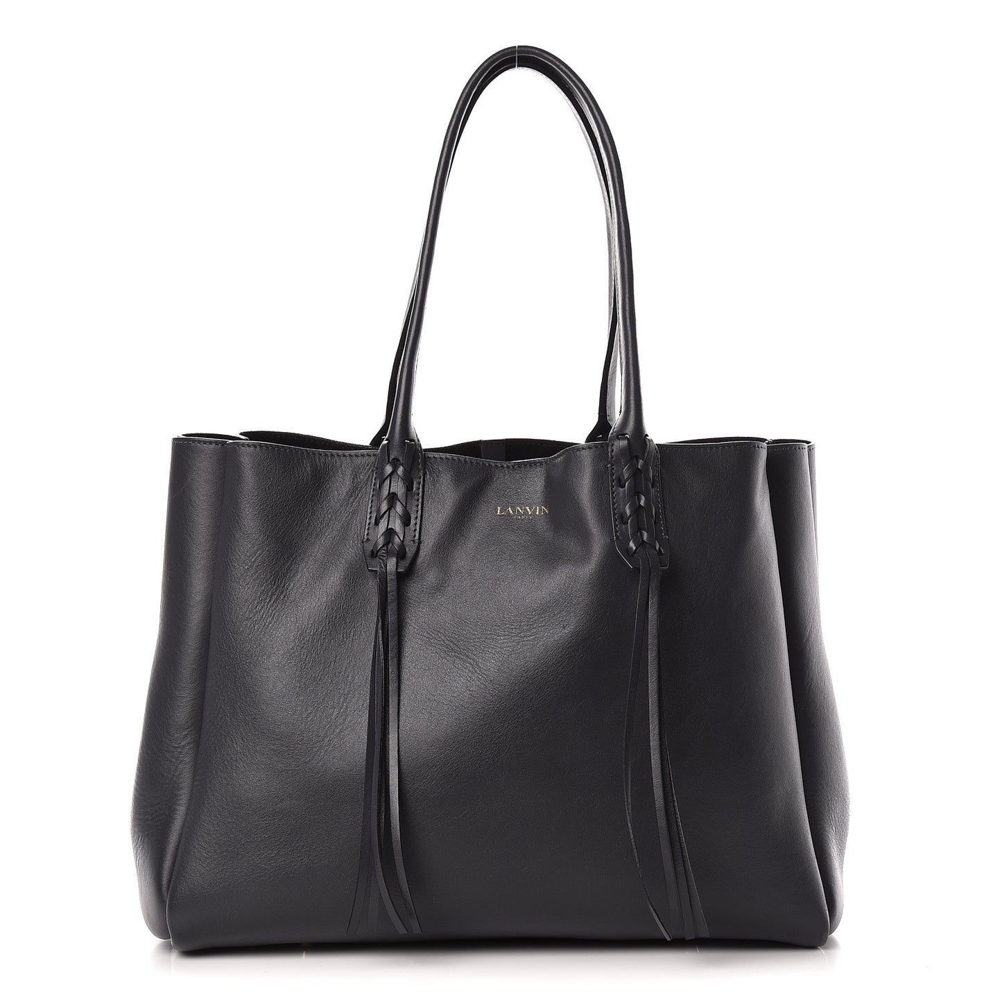 Smooth Calfskin Small Fringe Shopper Tote Grey