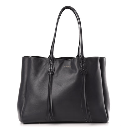 Lanvin Smooth Calfskin Small Fringe Shopper Tote Grey 1 of 15