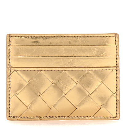 Bottega Veneta Metallic Nappa Intrecciato Card Case Gold 1 of 8