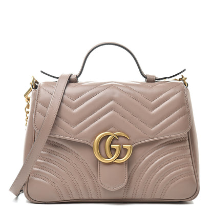 Gucci Calfskin Matelasse Small GG Marmont Top Handle Shoulder Bag Porcelain Rose 1 of 12