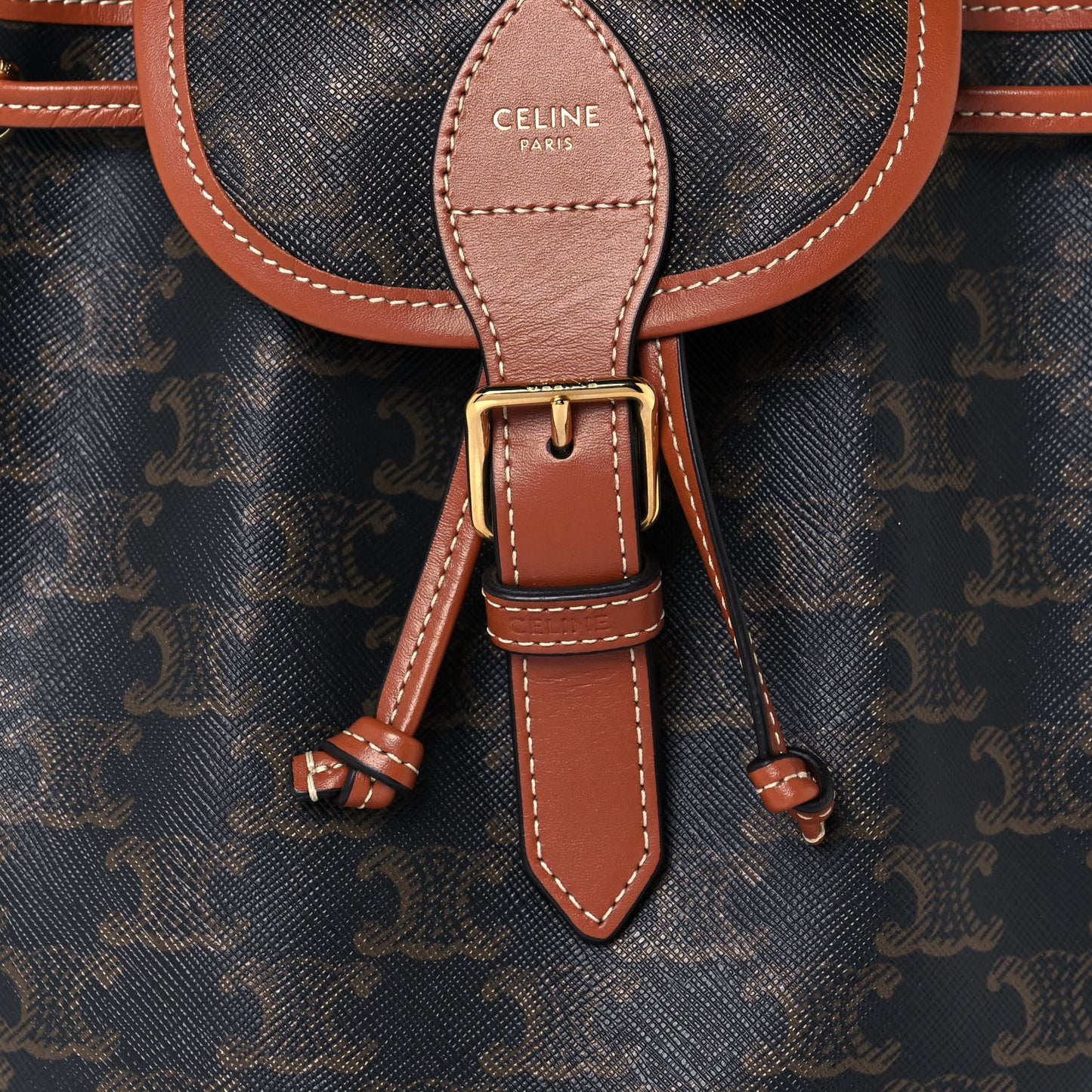 Triomphe Canvas Calfskin Mini Folco Backpack Tan