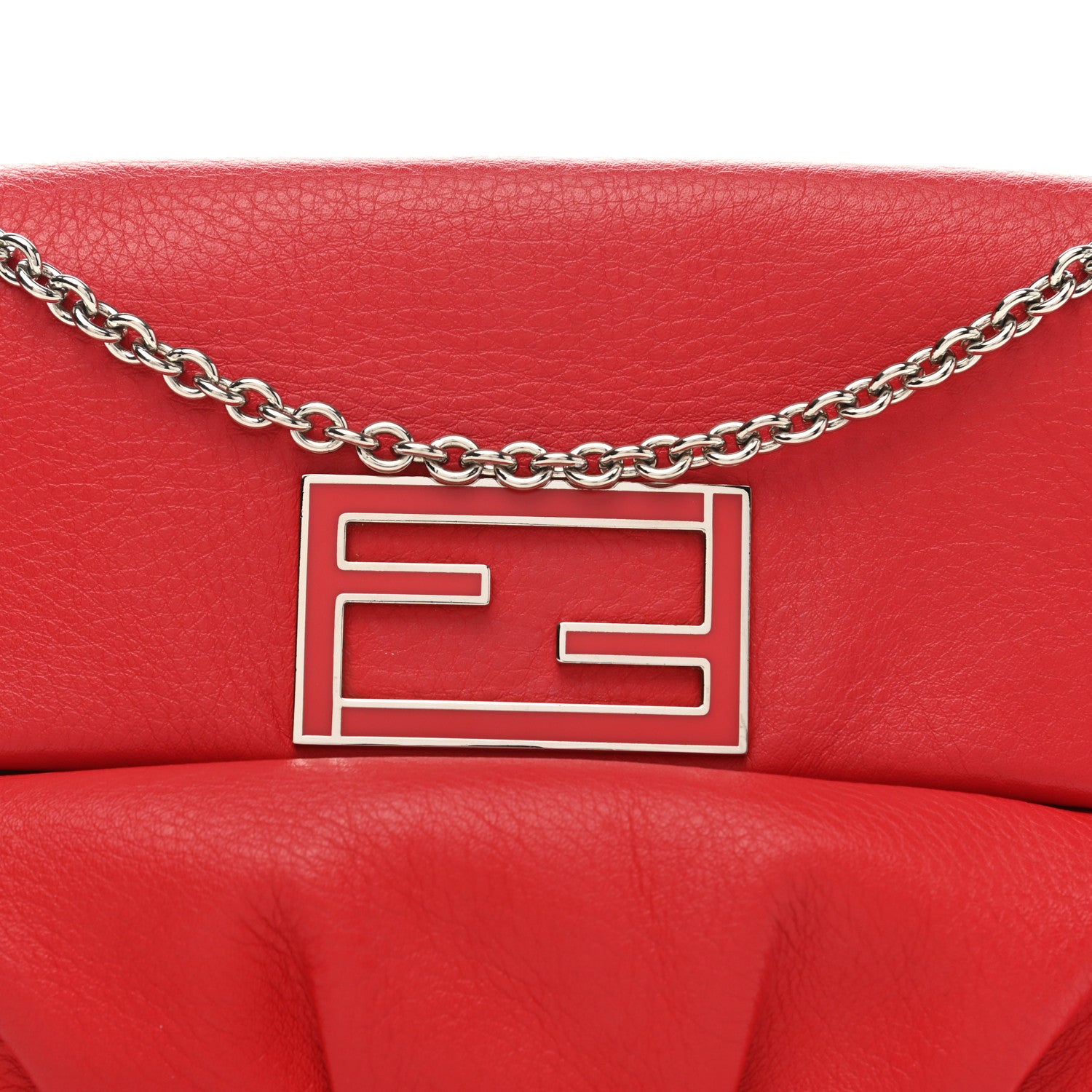 Fendi Vitello Flamingo Enamel Fendista Pouchette Crossbody Mattone Plaster 7 of 9