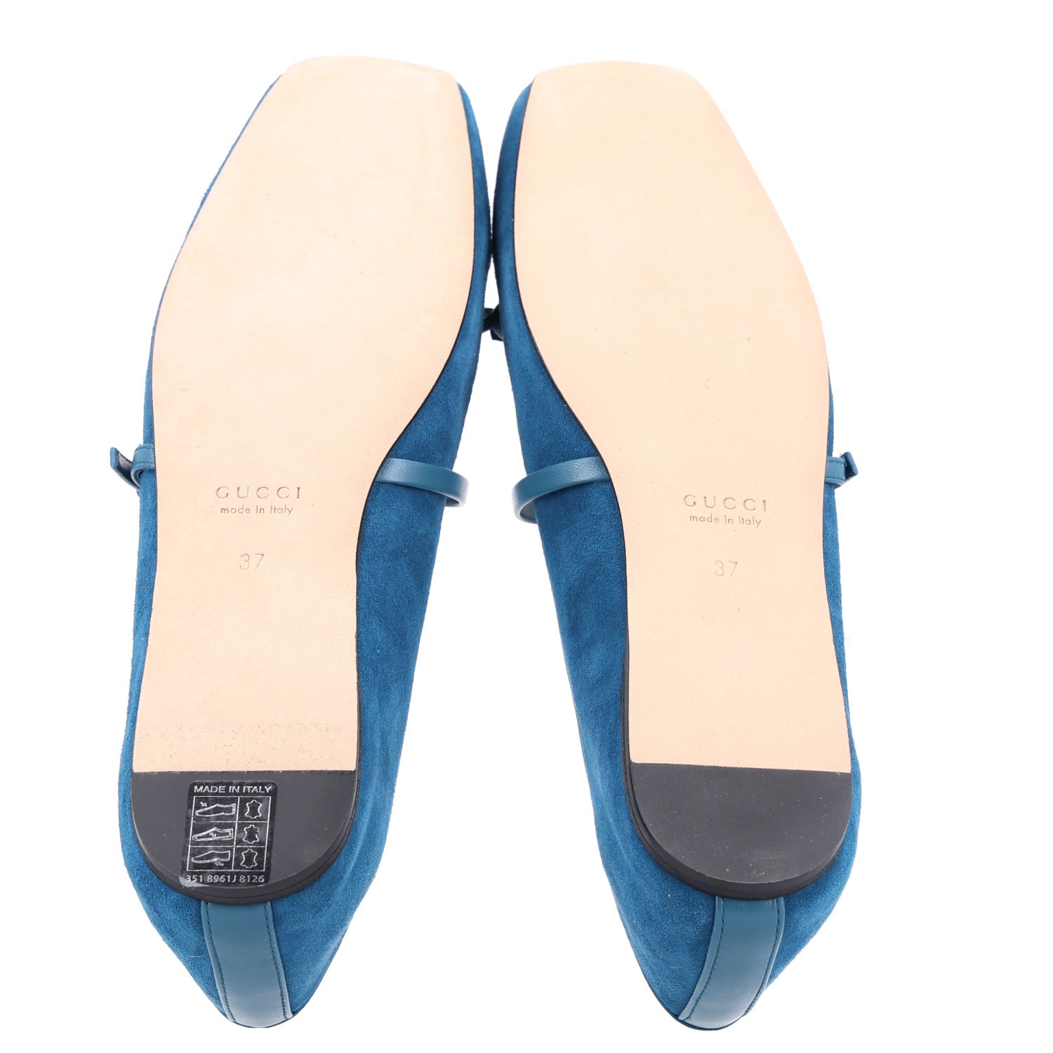 Gucci Kid Scamosciato Nappa Camargue Horsebit Ballet Flats 37 Deep Acqua 6 of 9