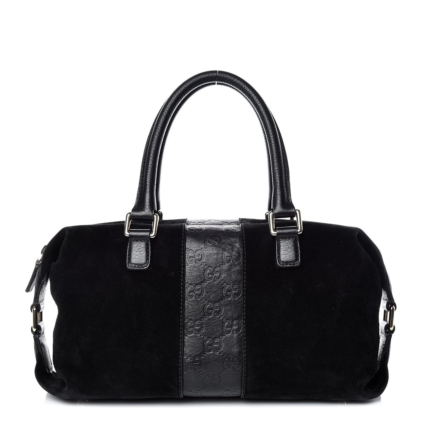Suede Guccissima Small Boston Black