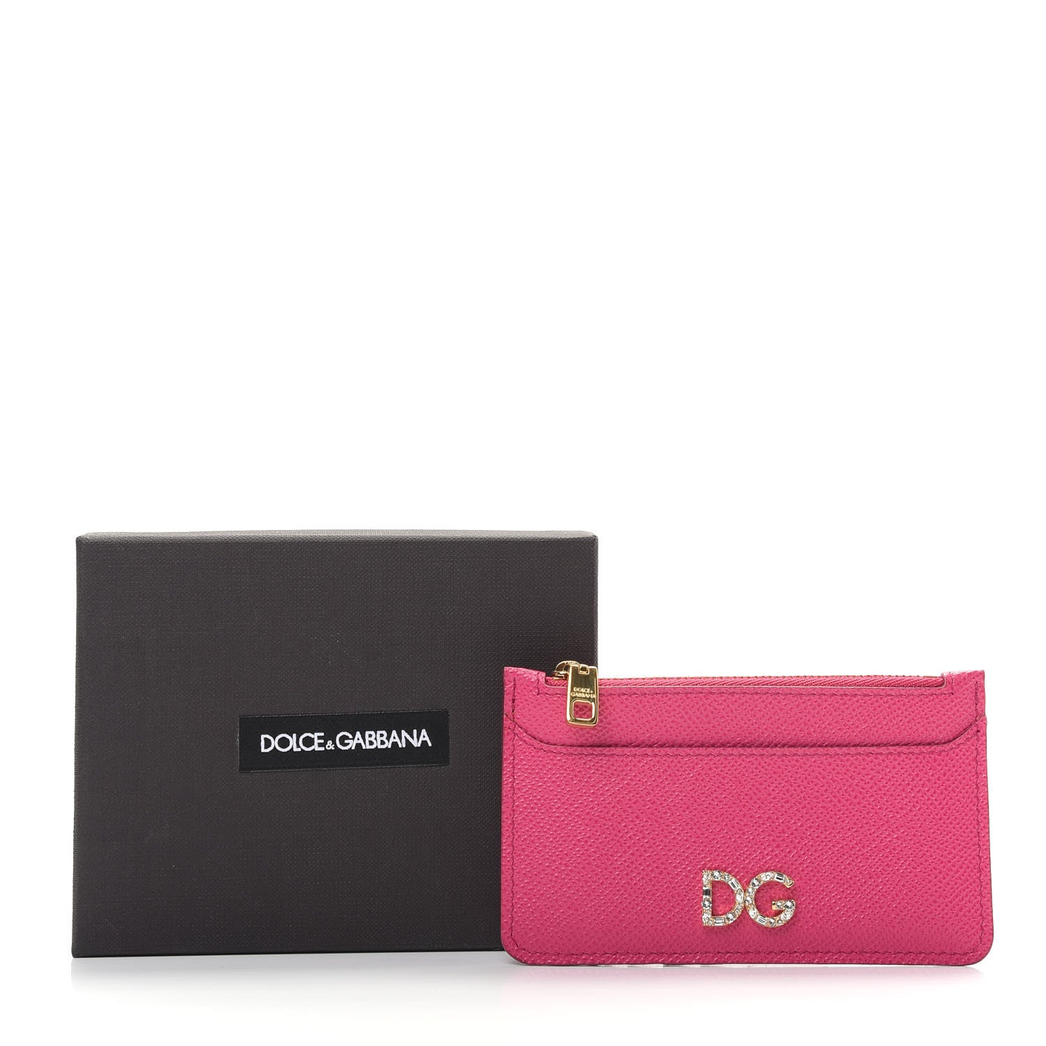 Dolce & Gabbana Dauphine Embellished Logo Zip Card Holder Pink 7 of 7