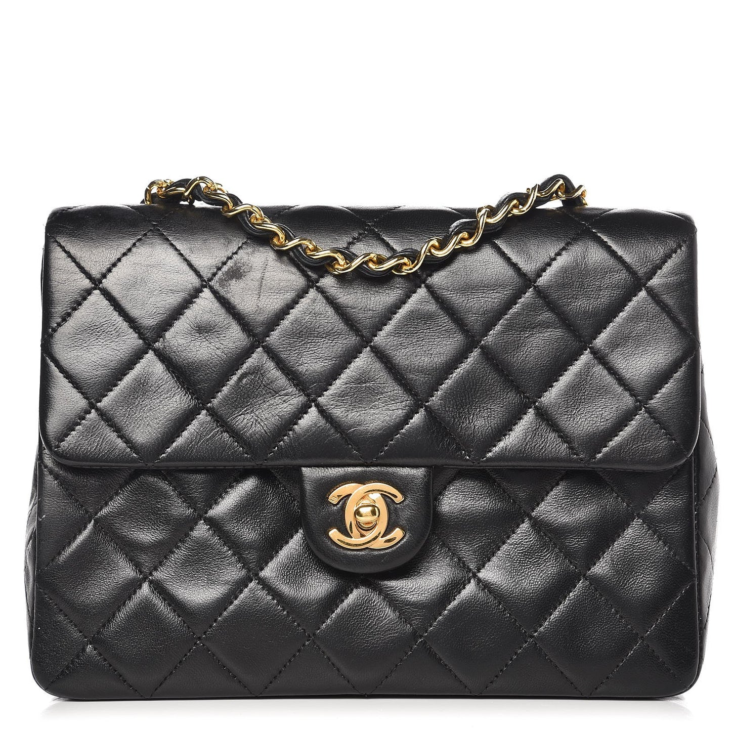 Lambskin Quilted Small Flap Black