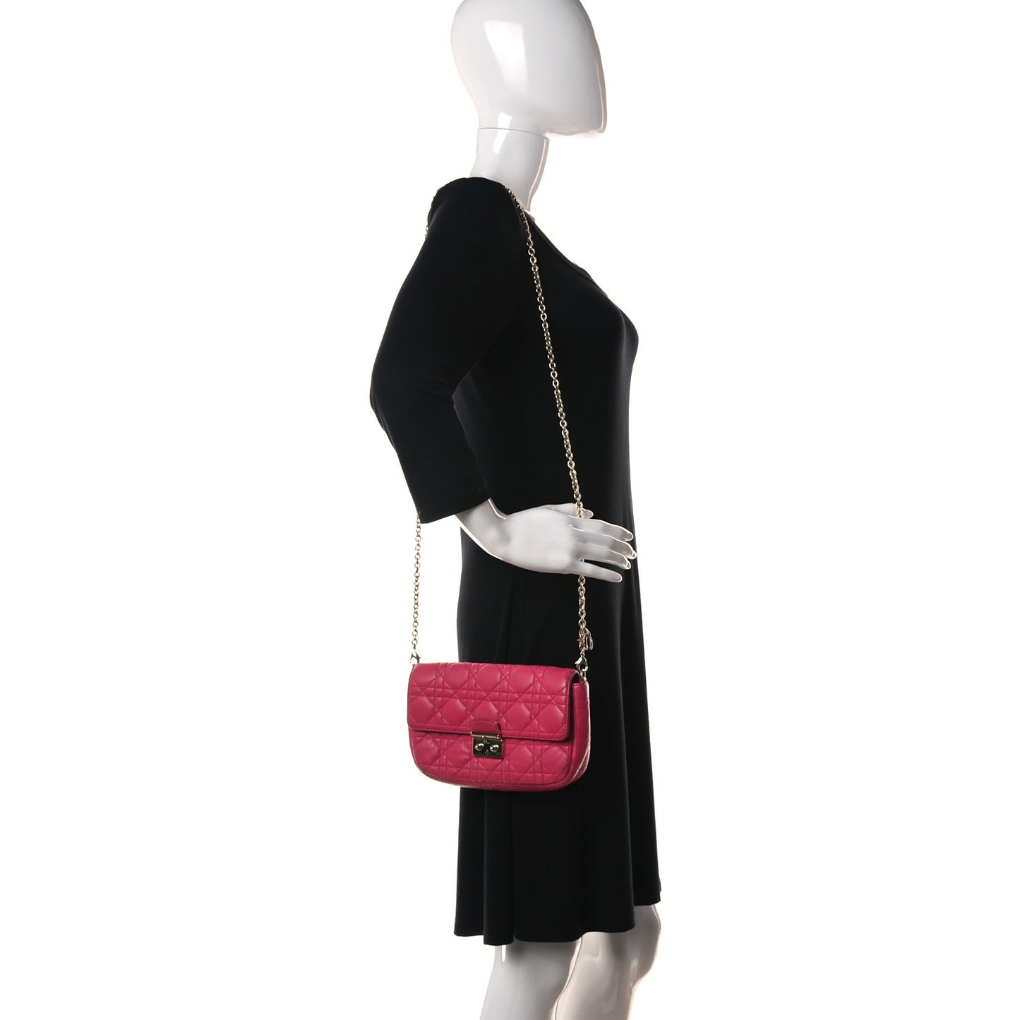 Lambskin Cannage Miss Dior Promenade Pouch Fuchsia