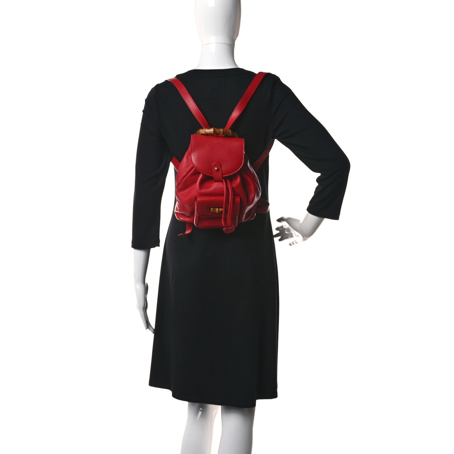 Calfskin Bamboo Mini Backpack Red