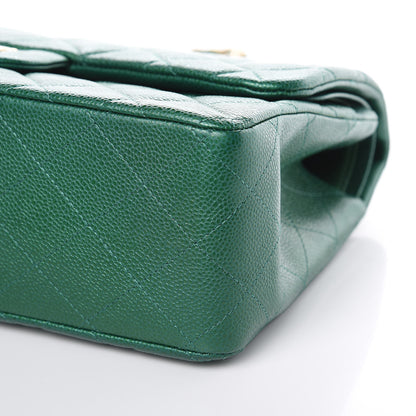 Chanel Metallic Caviar Quilted Jumbo Double Flap Green 9 of 13