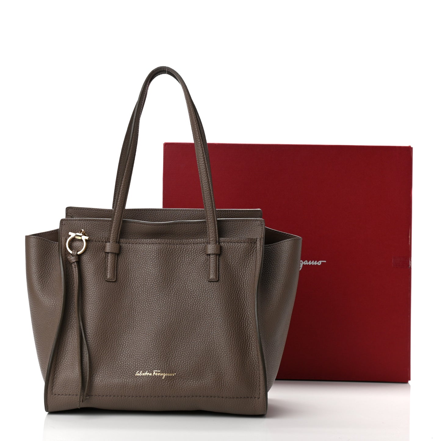 Hammered Calfskin Double Handle Medium Amy Tote Beige