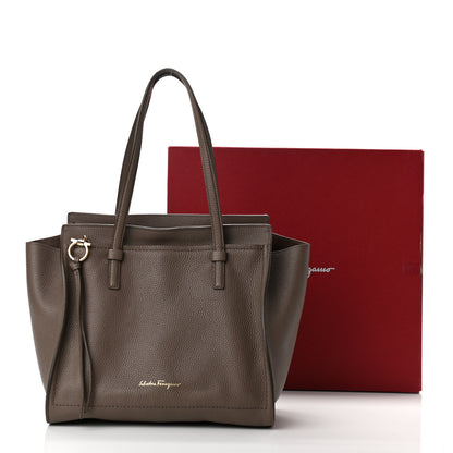Salvatore Ferragamo Hammered Calfskin Double Handle Medium Amy Tote Beige 16 of 16