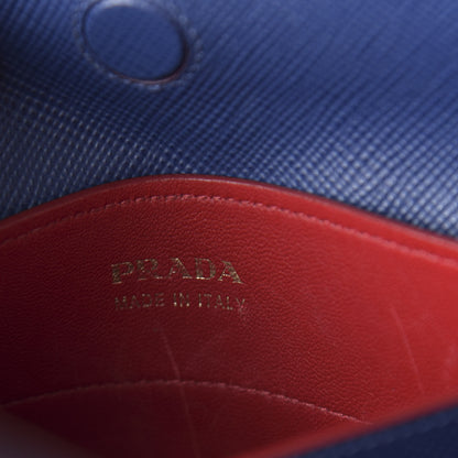 Prada Saffiano Cuir Small Double Bag Ink Blue Fire Engine Red 8 of 9