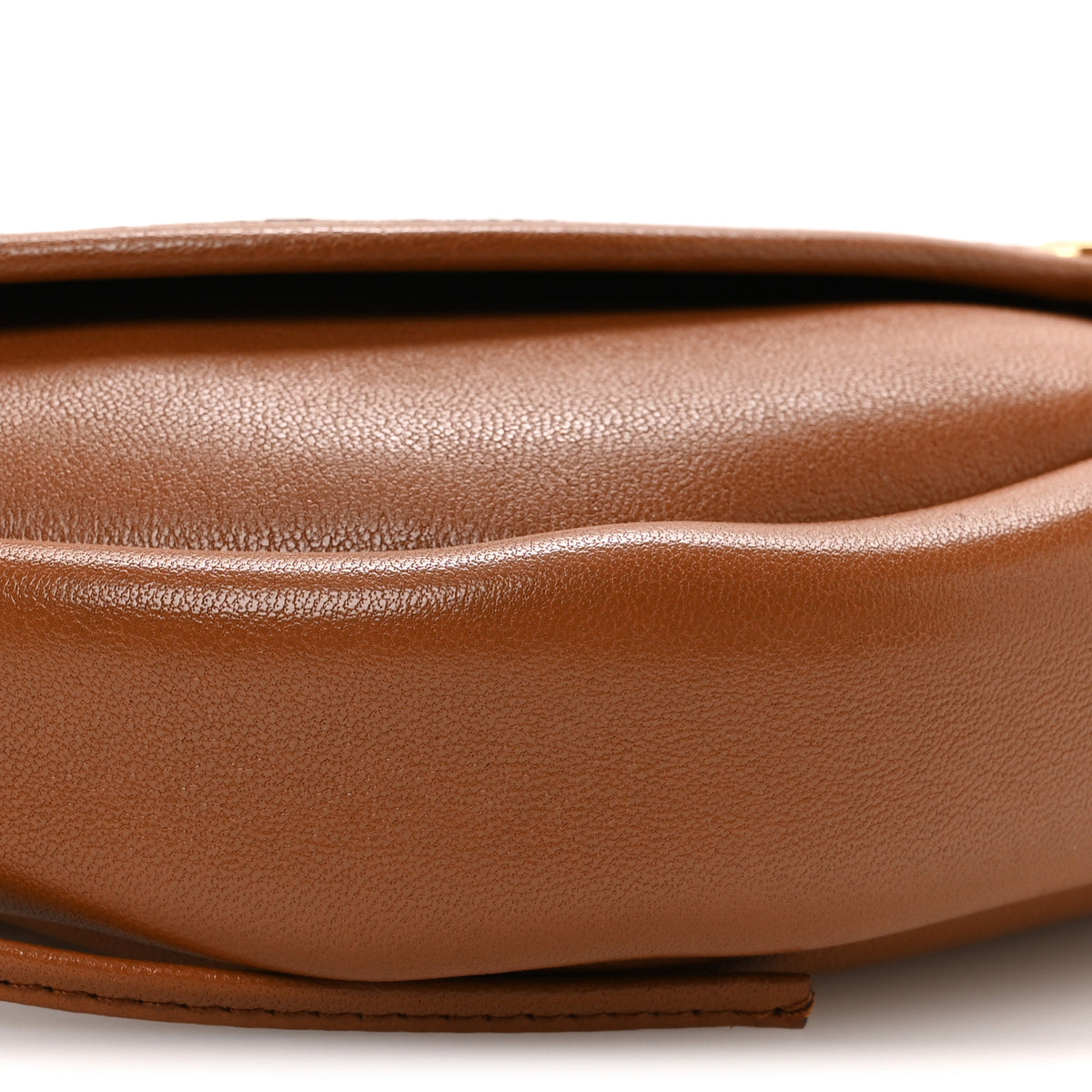 Shiny Lambskin Soft Triomphe Little Half Moon Bag Soft Tan