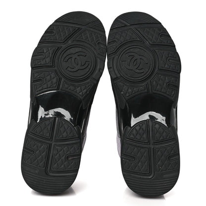 Chanel Suede Calfskin CC Sneakers 36.5 Black Grey 5 of 7