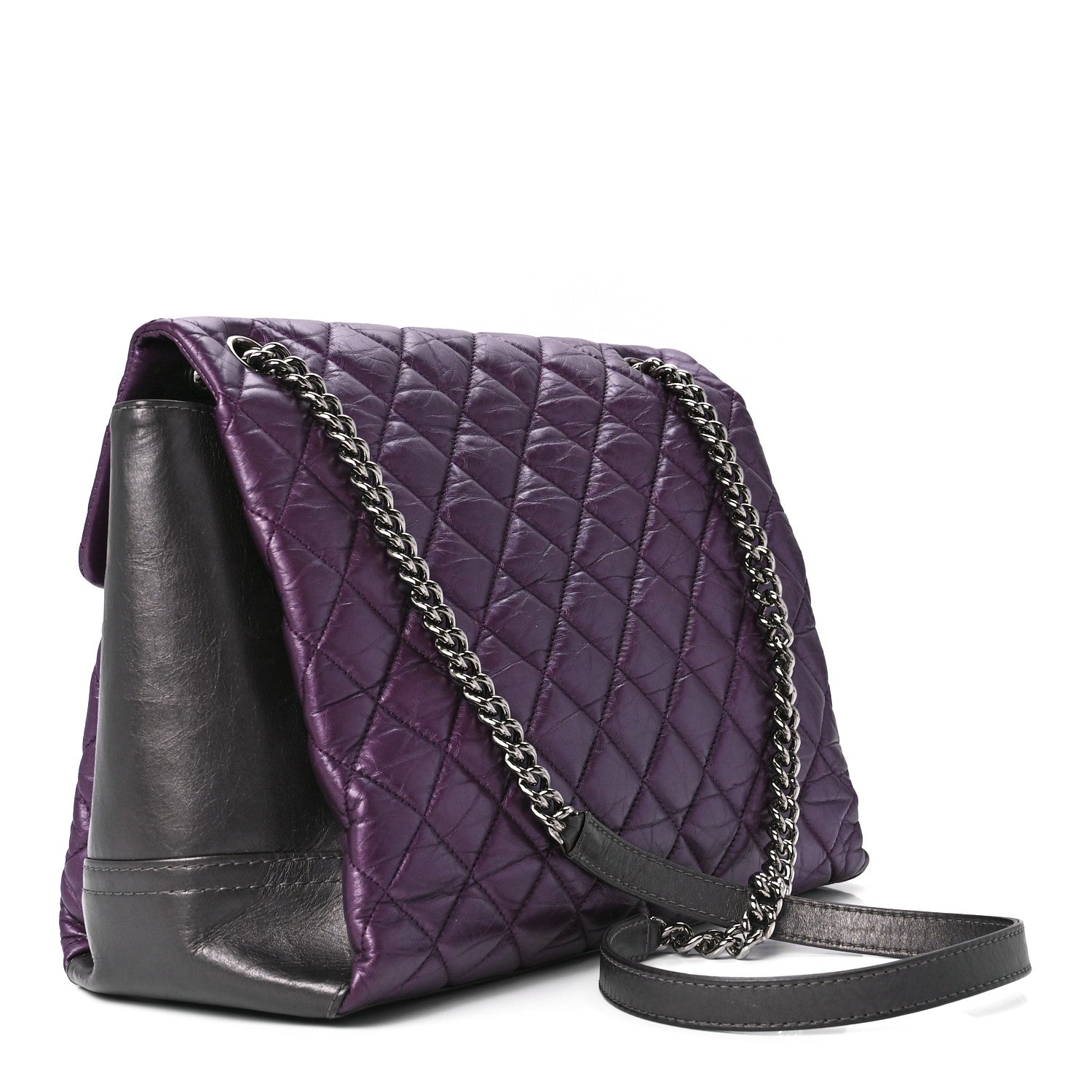 Chanel Metallic Calfskin Medium Lady Pearly Flap Dark Purple 3 of 12