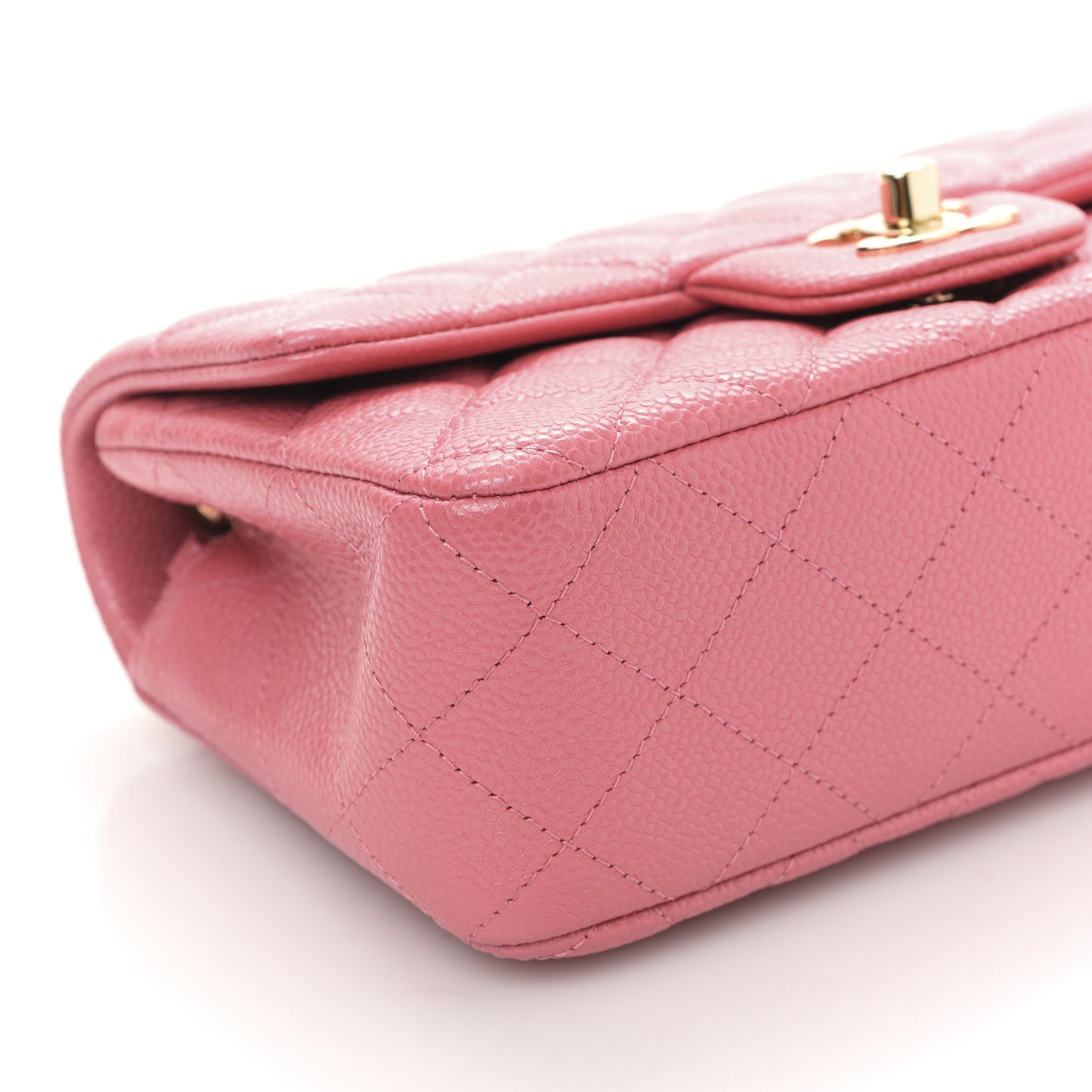 Iridescent Caviar Quilted Mini Rectangular Flap Pink