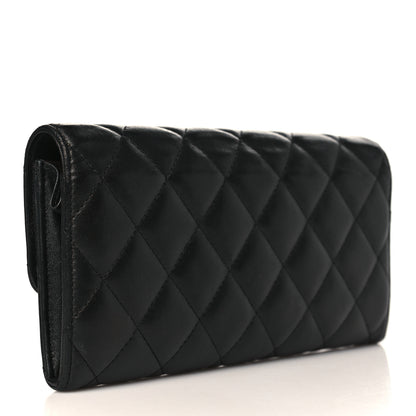 Chanel Lambskin Quilted Large Gusset Flap Wallet Black 3 of 9