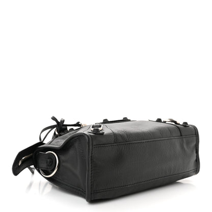 Balenciaga Matte Goatskin Rubber Covered Classic Hardware Mini City Black 4 of 11