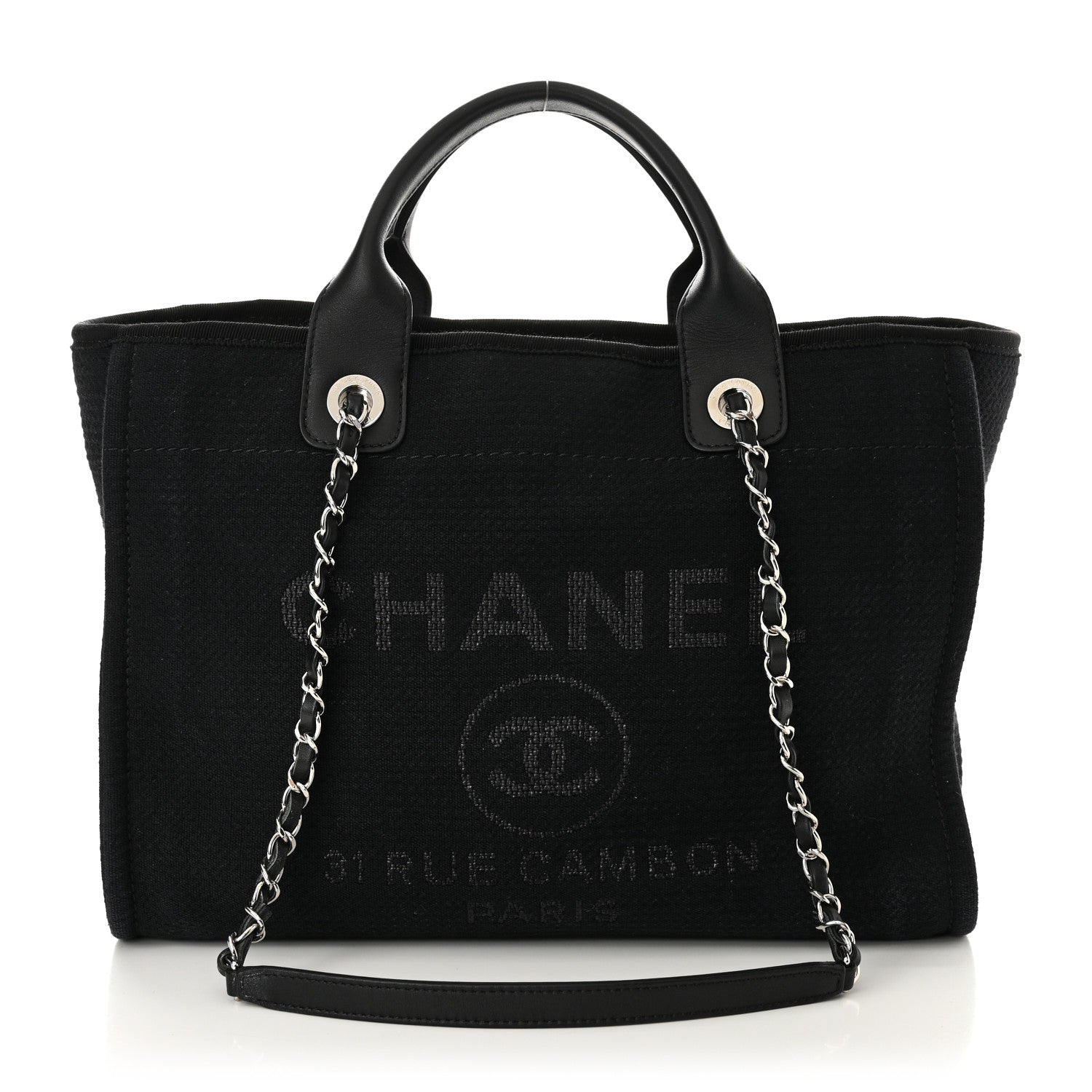 Chanel Mixed Fibers Small Deauville Tote Navy Blue 1 of 10