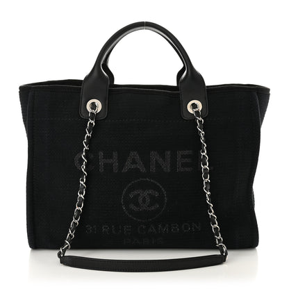 Chanel Mixed Fibers Small Deauville Tote Navy Blue 1 of 10