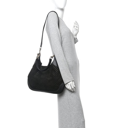 Gucci Suede Micro GG Calfskin B Medium Shoulder Bag  Arabella Black 2 of 10