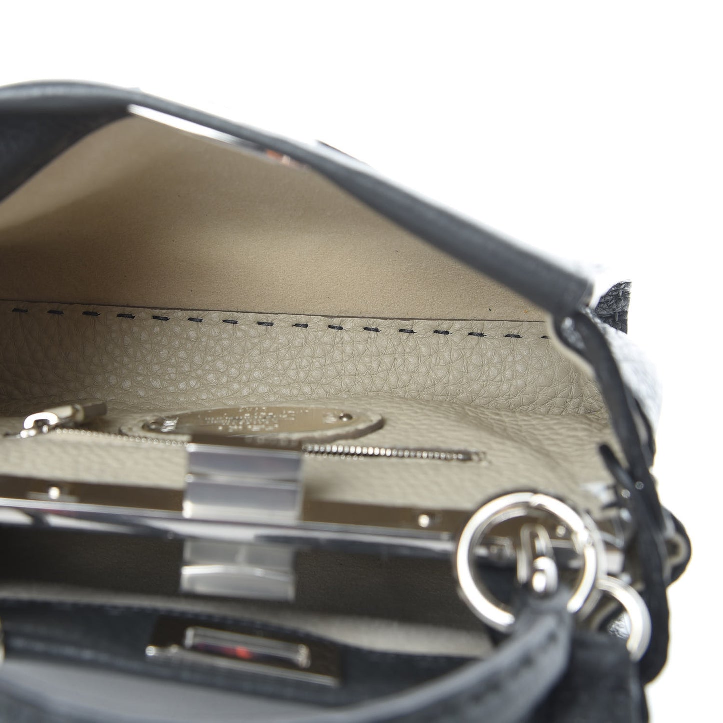 Cuoio Romano Selleria Bi-Color Mini Peekaboo Iconic Satchel Asfalto Latte