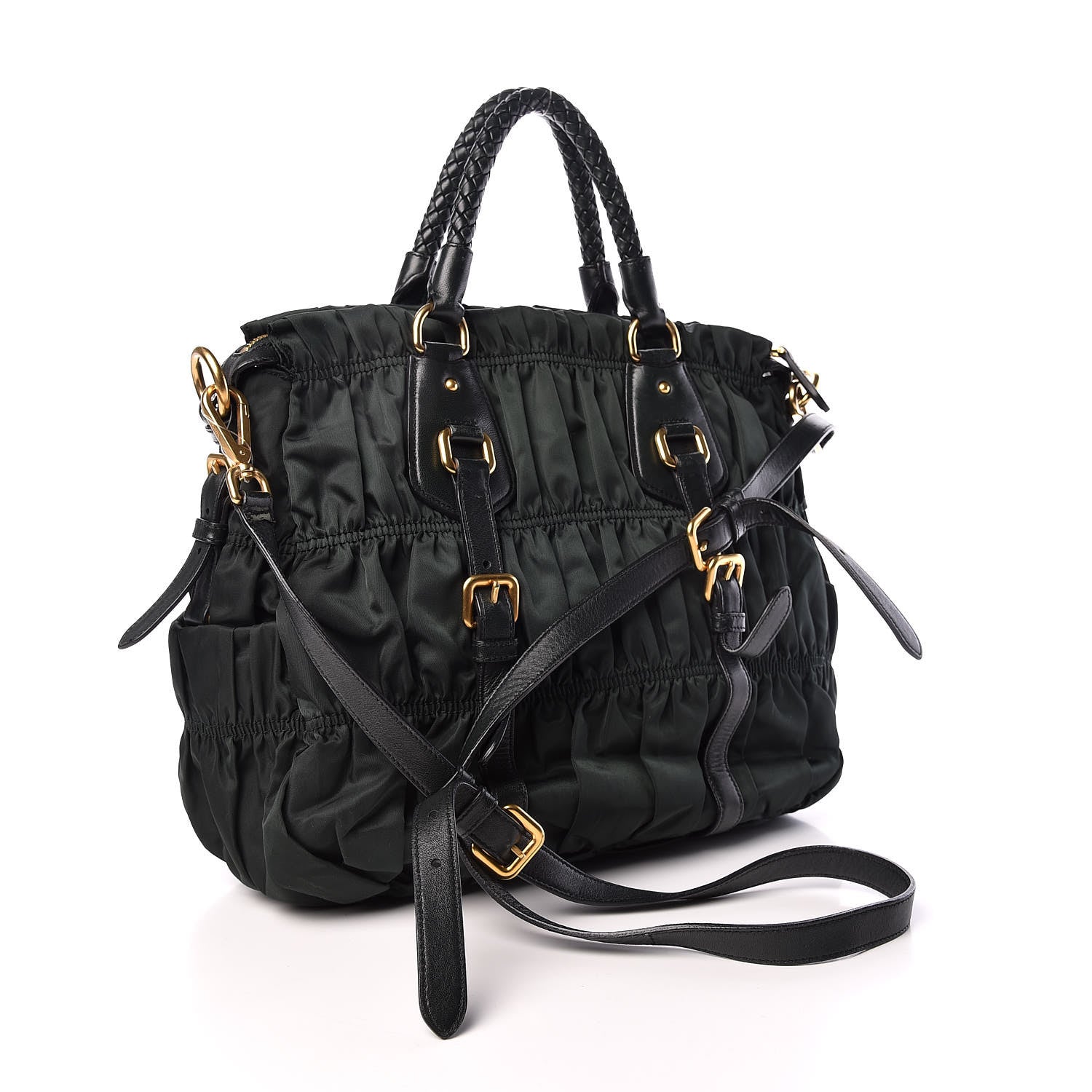 Prada Tessuto Nylon Dressy Gaufre Tote Military Green 4 of 12