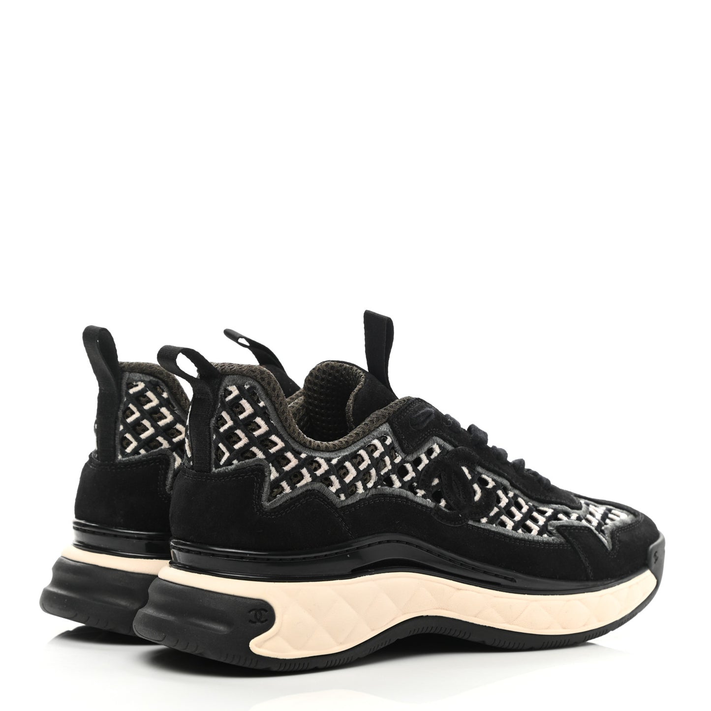 Suede Calfskin Embroidered CC Sneakers 39 Black