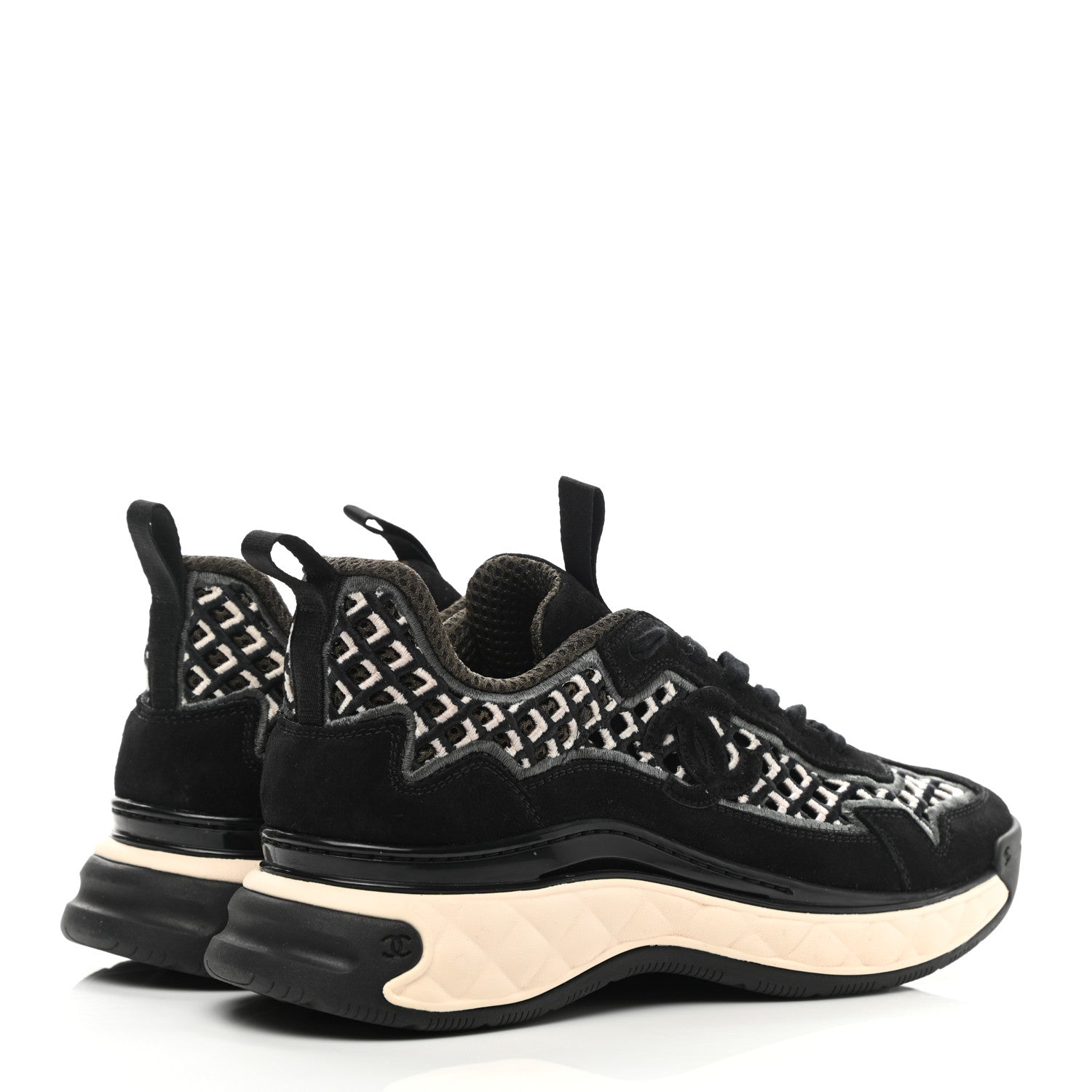 Chanel Suede Calfskin Embroidered CC Sneakers 39 Black 4 of 9