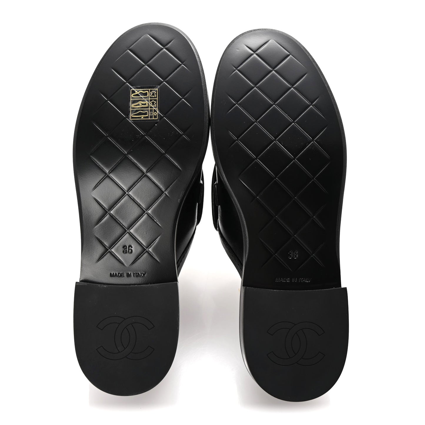 Lambskin Quilted CC Turnlock Mules 36 Black