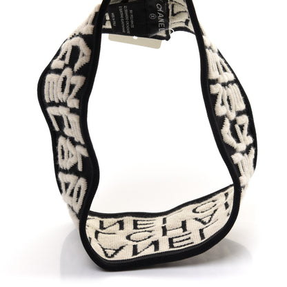 Chanel Cashmere Logo Headband Black White 5 of 7