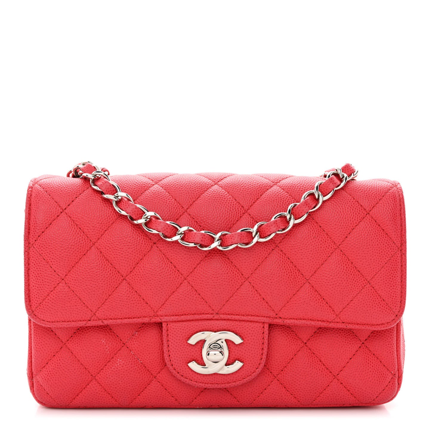 Caviar Quilted Mini Rectangular Flap Red