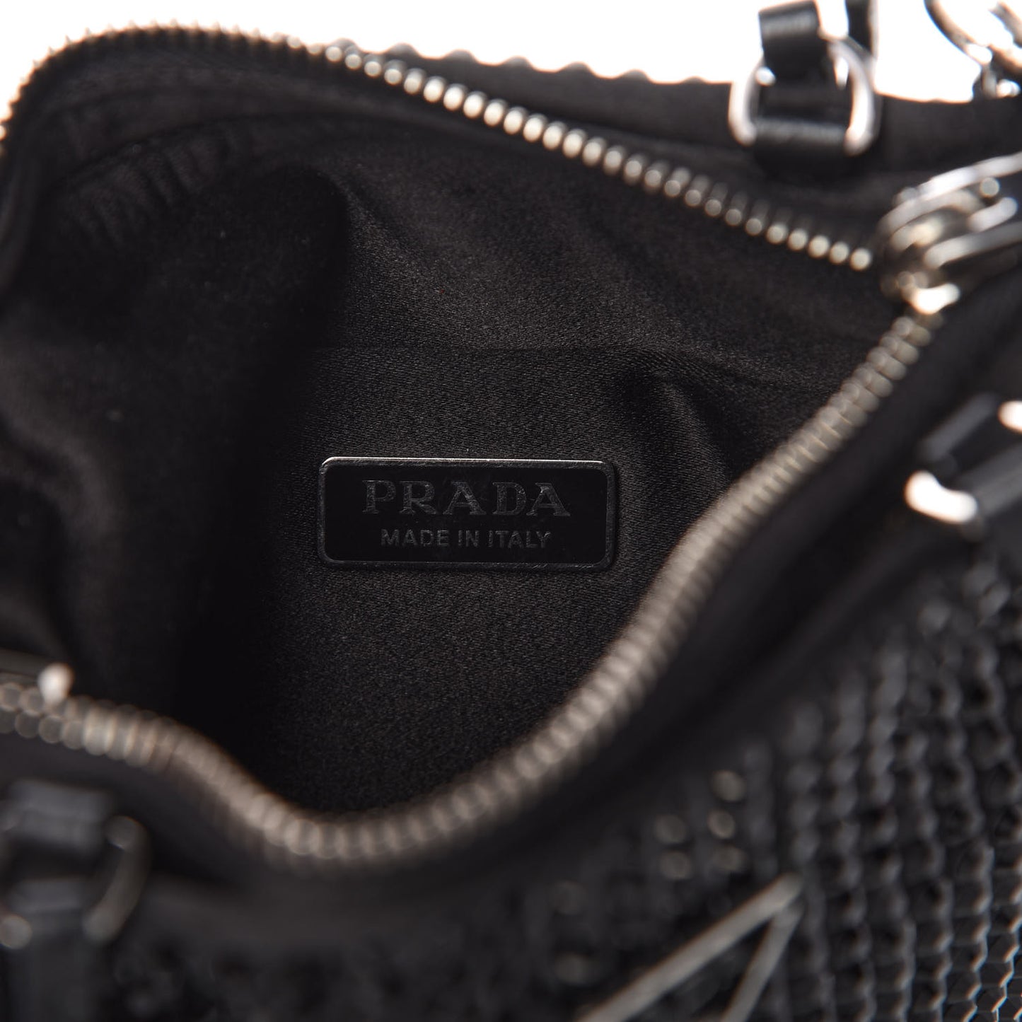 Nylon Satin Crystal Tote Black