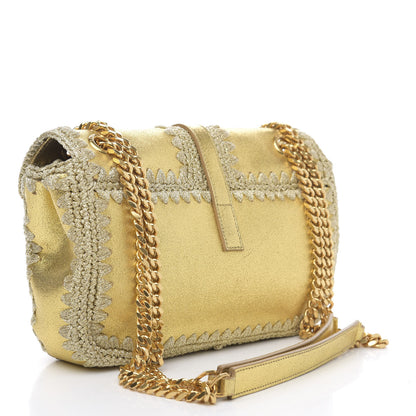 Saint Laurent Metallic Calfskin Macrame Medium College Monogram Satchel Gold 3 of 11