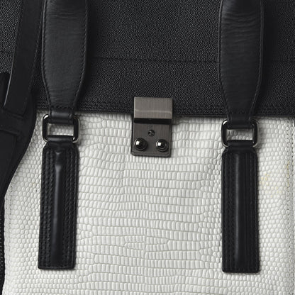 3.1 Phillip Lim 3.1 Textured Calfskin Large Pashli Satchel Black White 9 of 9