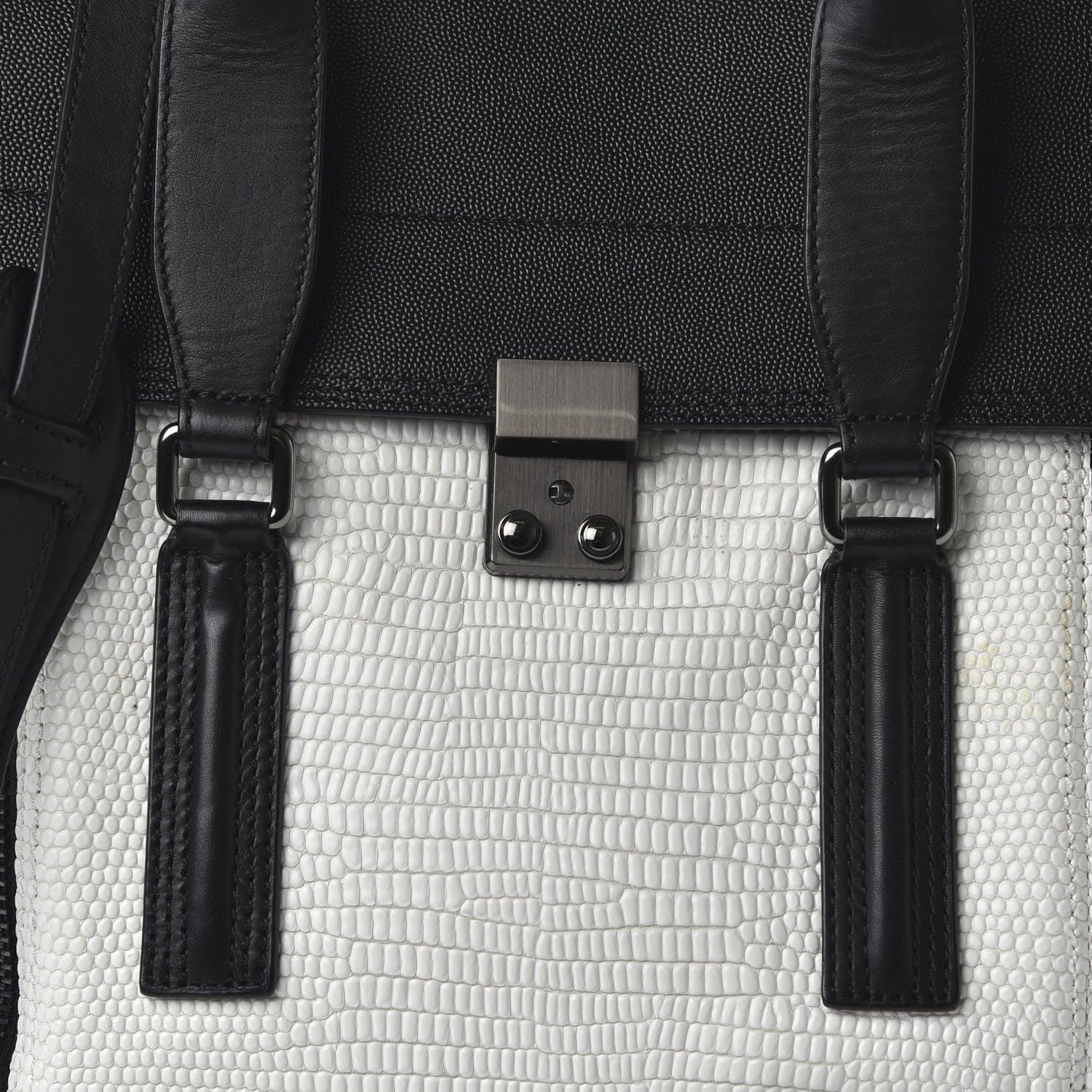 3.1 Phillip Lim Textured Calfskin Large Pashli Satchel Black White 9 of 9