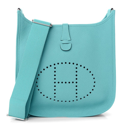Hermes Taurillon Clemence Evelyne III PM Bleu Atoll 1 of 9