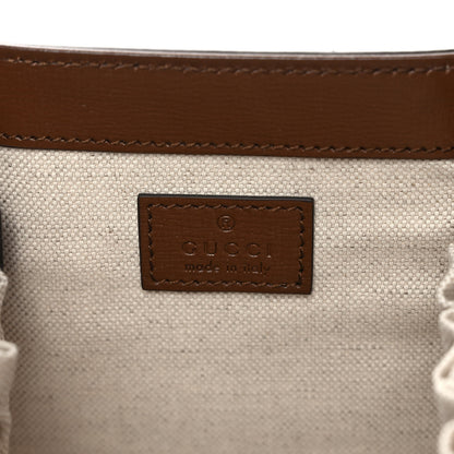 Gucci GG Supreme Monogram Azalea Calfskin Mini Horsebit 1955 Foldover Top Handle Bag Beige Ebony Brown Sugar 6 of 8