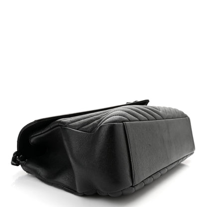 Saint Laurent Sheepskin Matelasse Chevron Monogram Monochrome Large College Satchel Black 4 of 11