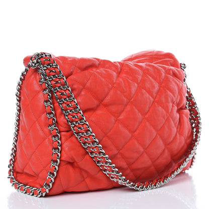 Chanel Washed Lambskin Chain Around Hobo Red 3 of 10