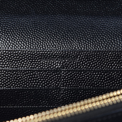 Saint Laurent Grain De Poudre Matelasse Chevron Monogram Chain Wallet Black 7 of 13