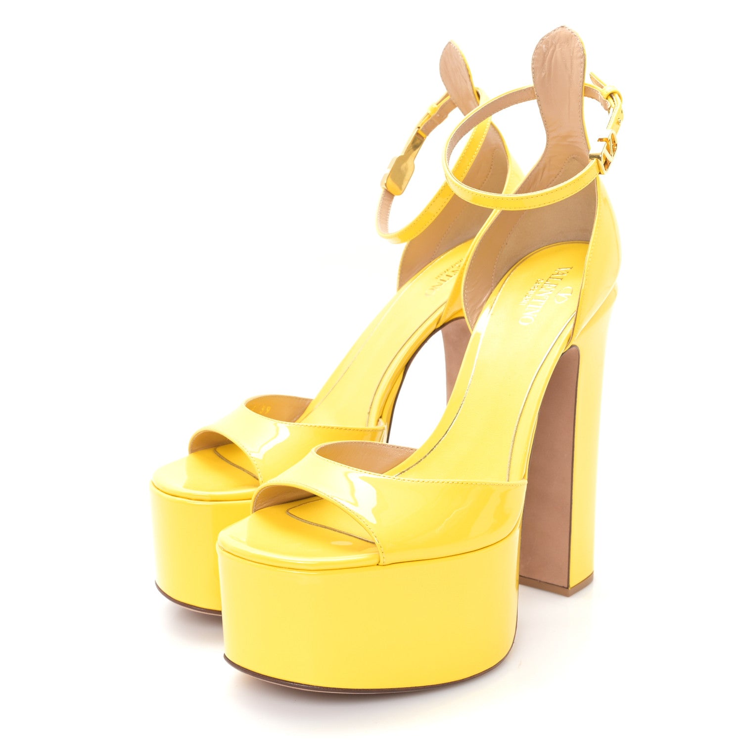 Valentino Garavani Patent Tan-Go 55/155mm Platform Pumps 39 Bright Lemon 4 of 10